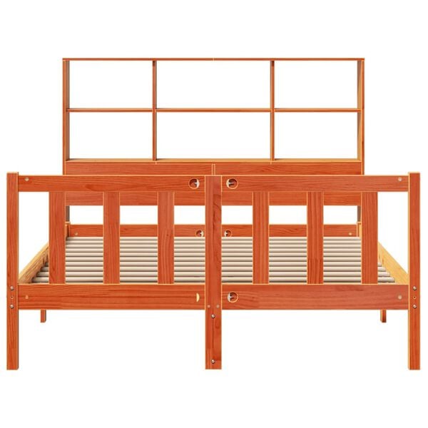 vidaXL Ł&oacute;żko z regałem, bez materaca, 160x200 cm, lite drewno sosnowe