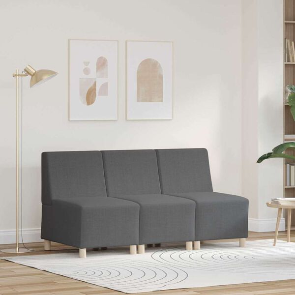 vidaXL Modułowa sofa bez podłokietnik&oacute;w 3 pcs Ciemnoszary