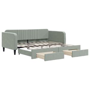 vidaXL Sofa rozsuwana z szufladami, jasnoszara, 100x190 cm, aksamit
