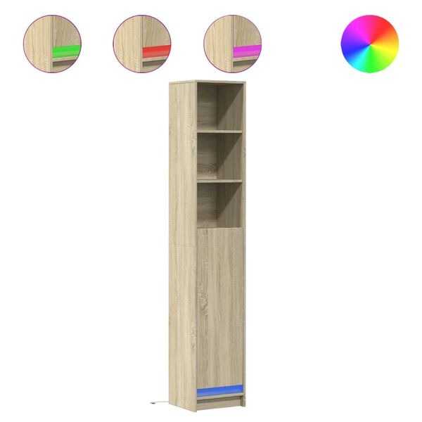 vidaXL Szafka z LED, dąb sonoma, 36x32,5x200 cm