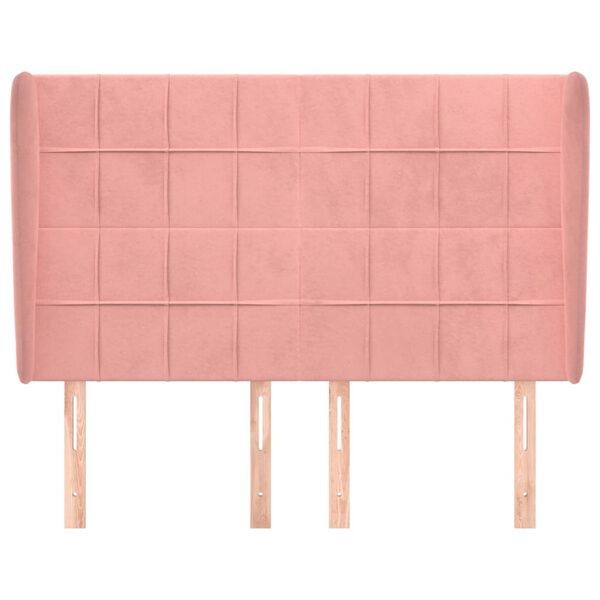 vidaXL Zagł&oacute;wek uszak, r&oacute;żowy, 147x23x118/128 cm, aksamit