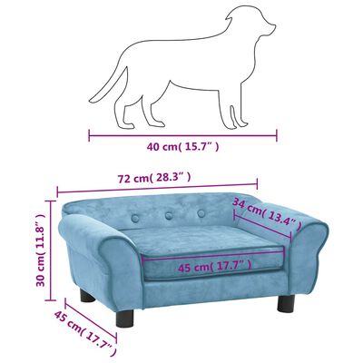vidaXL Sofa dla psa, turkusowa, 72x45x30 cm, pluszowa