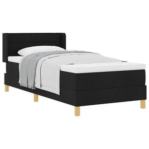 vidaXL Ł&oacute;żko sprężynowe z materacem Czarny 200 x 80 cm tkanina