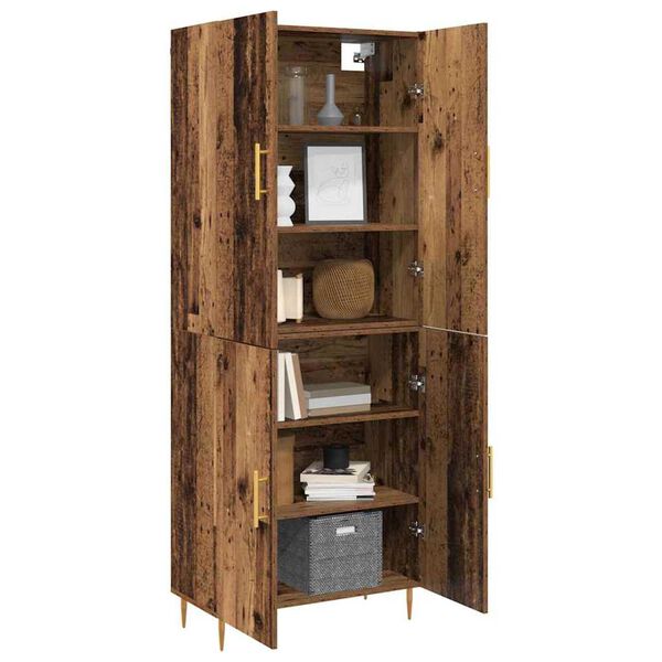 vidaXL Highboard Montowane na ścianie Stare drewno 69,5 x 34 x 180 cm