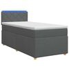 vidaXL Ł&oacute;żko Box Spring z materacem i LED ciemnoszary 90 x 190 cm