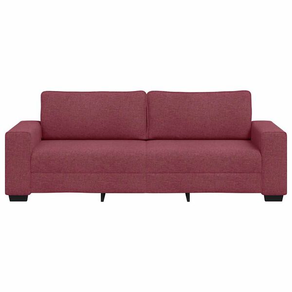 vidaXL Sofa 3-osobowa, winna czerwień, 220x77x82 cm, tkaniną