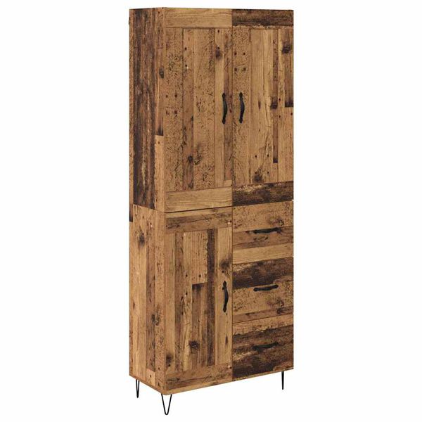 vidaXL Highboard z szufladą Stare drewno 69,5 x 34 x 180 cm
