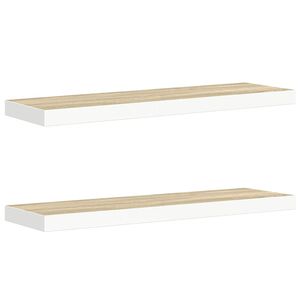vidaXL P&oacute;łki ścienne, 2 szt., dębowo-białe, 80x23,5x3,8 cm, MDF