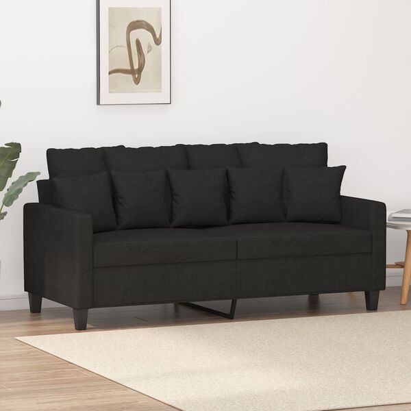 vidaXL Sofa 2-osobowa, czarna, 140 cm, tapicerowana tkaniną