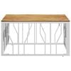 vidaXL Stolik kawowy, srebrny, stal nierdzewna i lite drewno akacjowe
