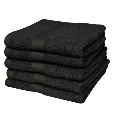 vidaXL Ręczniki, 5 szt., bawełna, 500 g/m², 50x100 cm, czarne