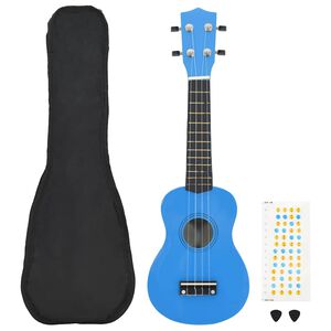 vidaXL Ukulele sopranowe z pokrowcem, dla dzieci, niebieskie, 21"
