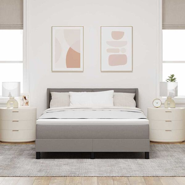 vidaXL Ł&oacute;żko sprężynowe z materacem Ciemnoszary 190 x 140 cm Poliester