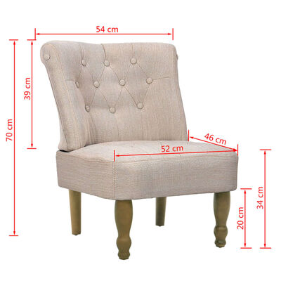 vidaXL Fotele w stylu francuskim, 2 szt., kremowe, tkanina