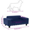 vidaXL Sofa dla psa, niebieska, 81x43x31 cm, plusz i sztuczna sk&oacute;ra