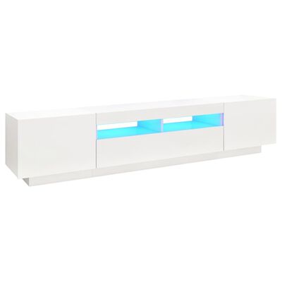 vidaXL Szafka pod TV z oświetleniem LED, biała, 200x35x40 cm