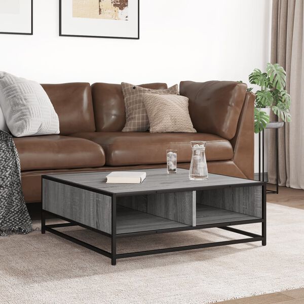 vidaXL Stolik kawowy, szary dąb sonoma, 80x80x30 cm