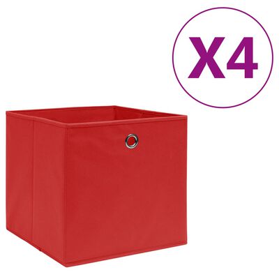 vidaXL Pudełka z włókniny, 4 szt., 28x28x28 cm, czerwone