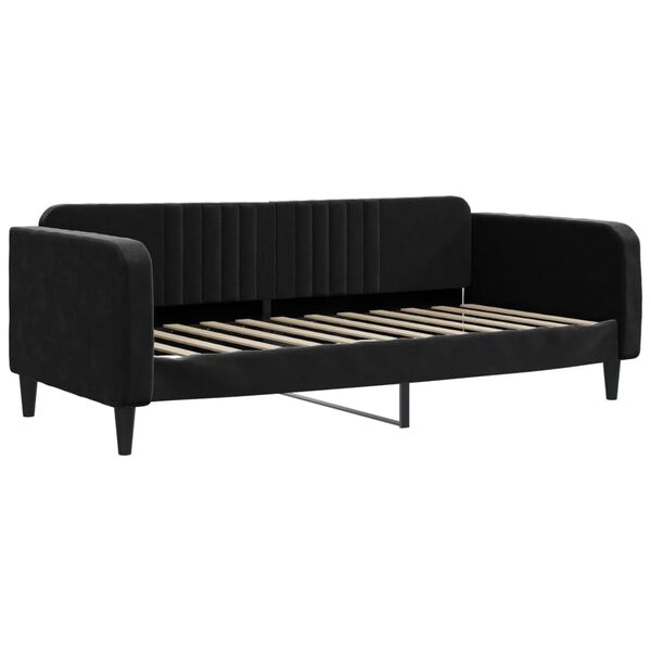 vidaXL Sofa z materacem do spania, czarna, 100x200 cm, aksamit