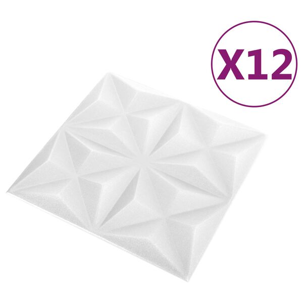 vidaXL Panele ścienne 12 pcs Białe origami 50 x 50 cm Pianka XPS