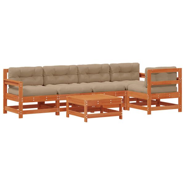 vidaXL Zestaw wypoczynkowy w ogrodzie 6 pcs Woskowy Brąz