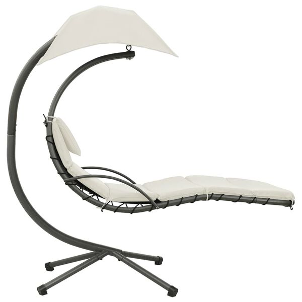 vidaXL Ogrodowa huśtawka, kremowo-szara, 190x90x200 cm, tkanina