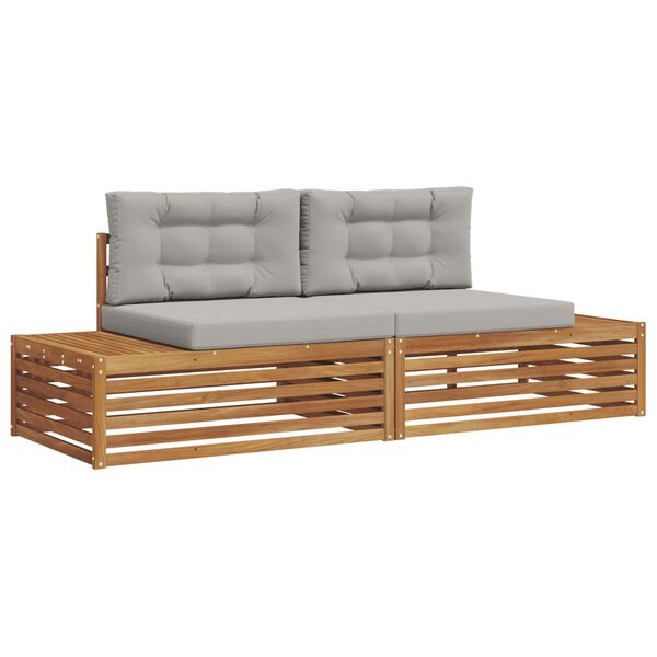 vidaXL Zestaw sof na zewnątrz 2 Sztuka Naturalny i Jasny Szary