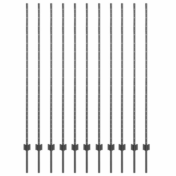 vidaXL Słupek ogrodzeniowy. 11 pcs Szary 150 cm Stal