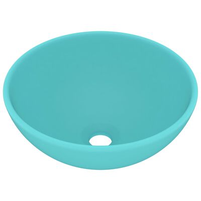 vidaXL Okrągła umywalka łazienkowa, matowa jasnozielona, 32,5 x 14 cm