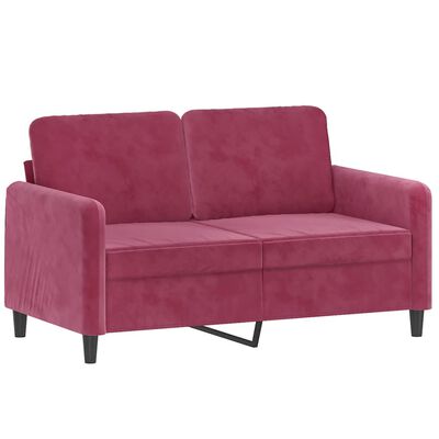 vidaXL 2-osobowa sofa z poduszkami, winna czerwień, 120 cm, aksamit
