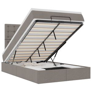 vidaXL Rama ł&oacute;żka otomana z materacem, taupe, 120x200 cm, tkanina