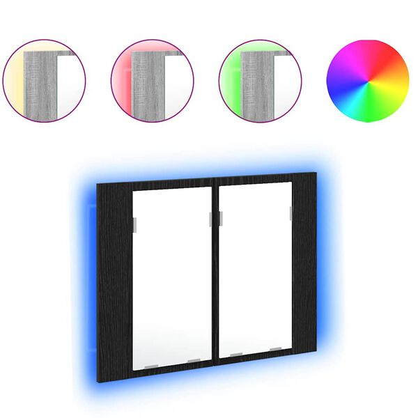 vidaXL Szafka z lustrem do łazienki z półką Czarny Dąb 60 x 12 x 45 cm