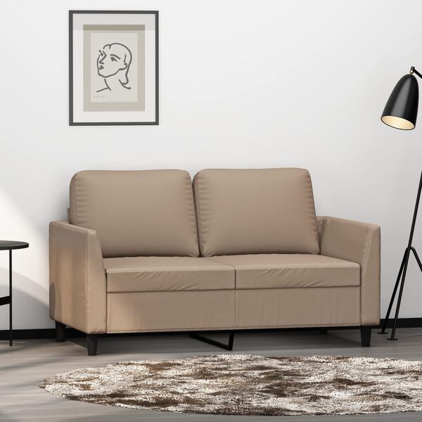 vidaXL 2-osobowa sofa, kolor cappuccino, 120 cm, sztuczna sk&oacute;ra