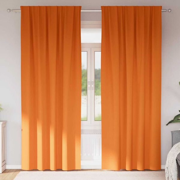 vidaXL Firany blackout z k&oacute;łkami 2 pcs Jasnopomarańczowy 245 x 140 cm