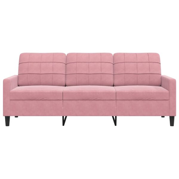 vidaXL Sofa 3-osobowa, r&oacute;żowa, 180 cm, obita aksamitem