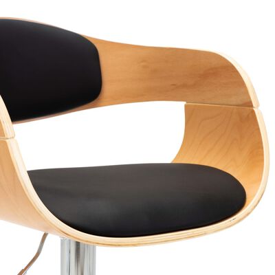vidaXL Krzesło barowe, czarne, gięte drewno i sztuczna skóra