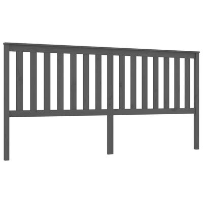 vidaXL Wezgłowie łóżka, szare, 206x6x101 cm, lite drewno sosnowe