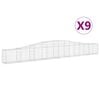 vidaXL Kosze gabionowe, 9 szt, 400x30x40/60 cm, galwanizowane żelazo