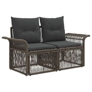 vidaXL Sofa Ogrodowa 2-Liczba miejsc Szary polirattan