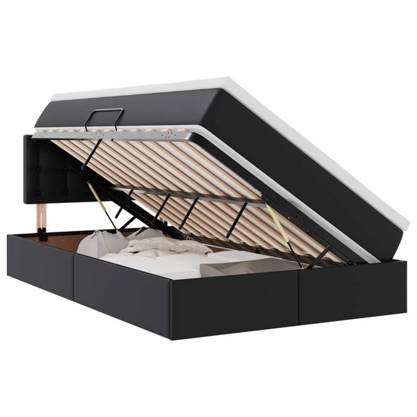 vidaXL Ł&oacute;żko z miejscem na przechowywanie i LED Czarny 120 x 190 cm