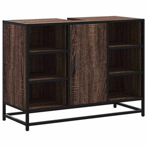 vidaXL Szafka pod umywalkę, brązowy dąb, 80x33x60 cm