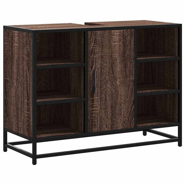 vidaXL Szafka pod umywalkę, brązowy dąb, 80x33x60 cm