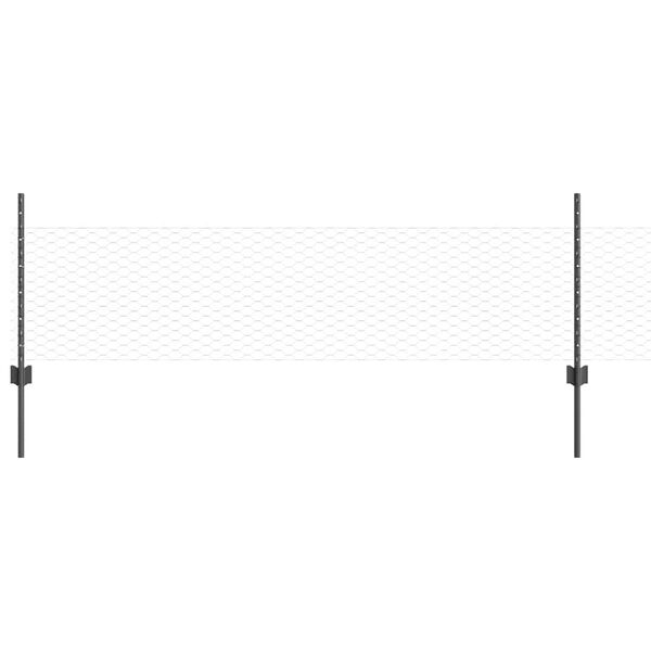vidaXL Ogrodzenie z słupkiem Szary 0,5 x 100 m Stal i PVC