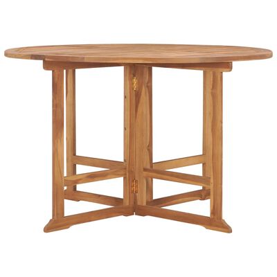 vidaXL Składany stół ogrodowy, Ø120x75 cm, lite drewno tekowe