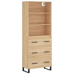 vidaXL Witrynka, dąb sonoma, 69,5x34x180 cm, materiał drewnopochodny