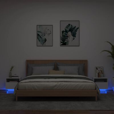 vidaXL Szafki nocne z oświetleniem LED, 2 szt., białe, 40x39x37 cm