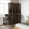 vidaXL Parawan pokojowy, 4-panelowy, ciemny brąz, lite drewno paulowni