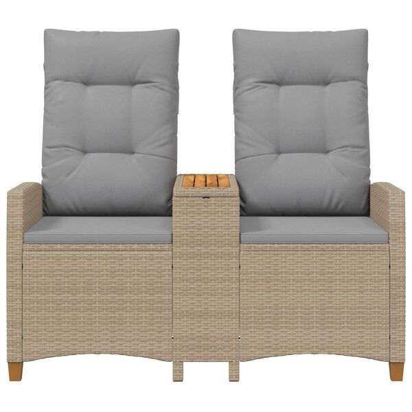 vidaXL Leżanka z stolikiem Beżowy i jasnoszary 126 x 65 x 112 cm