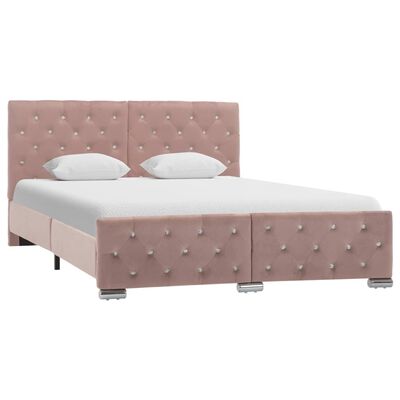 vidaXL Rama łóżka, różowa, tapicerowana aksamitem, 140x200 cm