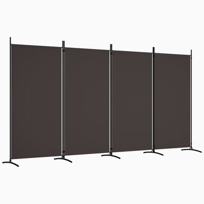 vidaXL Parawan 4-panelowy, brązowy, 346x180 cm, tkanina